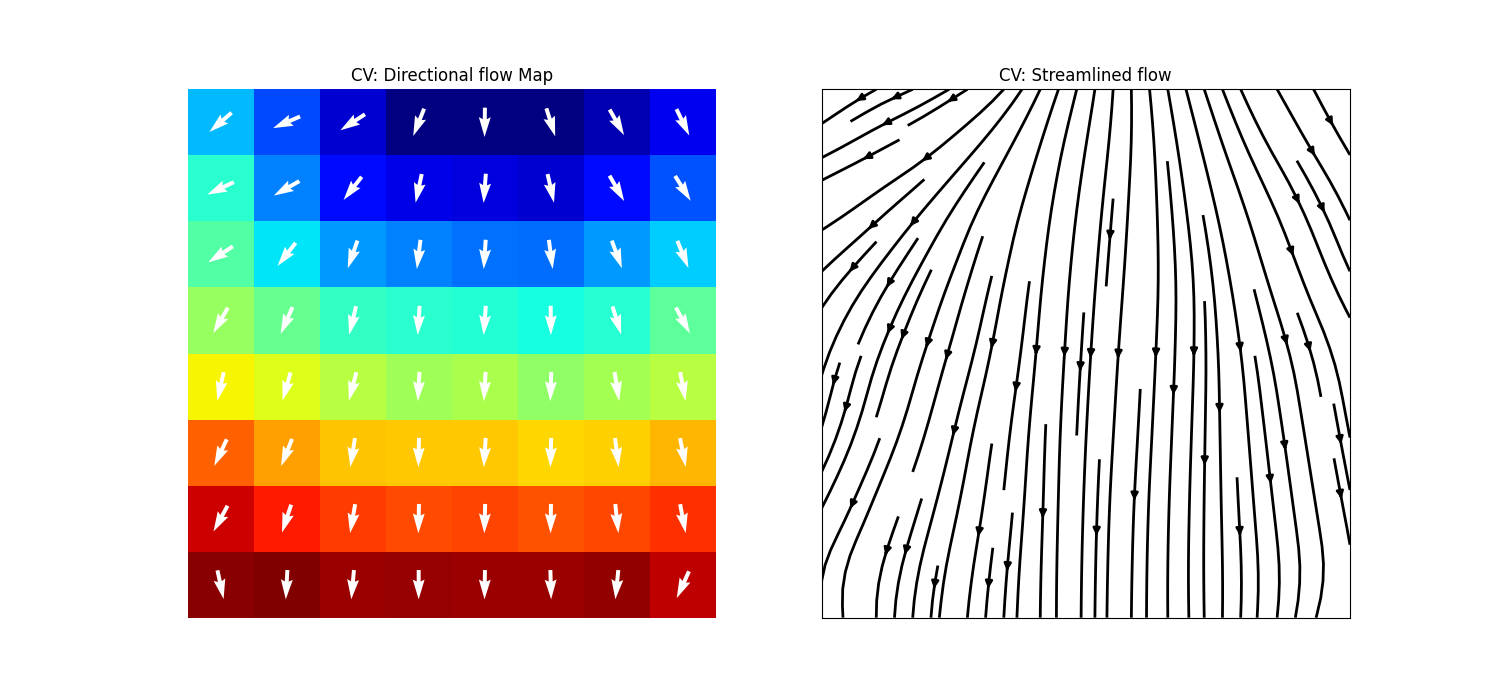 CV: Directional flow Map, CV: Streamlined flow